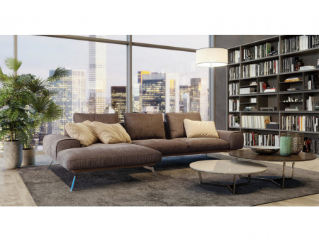 Coltar cu Sezlong Linda Modular Personalizabil 310cm Stil Contemporan Cadru Metal Tapiterie Stofa sau Piele [12]