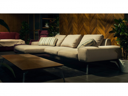 Coltar cu Sezlong Linda Modular Personalizabil 310cm Stil Contemporan Cadru Metal Tapiterie Stofa sau Piele [23]