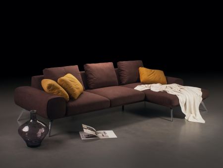 Coltar cu Sezlong Linda Modular Personalizabil 310cm Stil Contemporan Cadru Metal Tapiterie Stofa sau Piele [22]