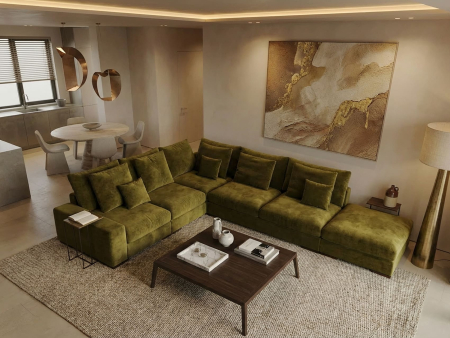 Coltar modular Avant, personalizabil, cadru lemn masiv, tapiterie stofa, ultra moale, stil Modern [21]