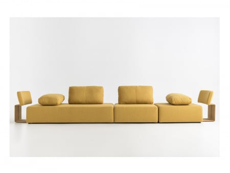 Coltar cu Sezlong Puff Modular Personalizabil 300x200cm Stil Contemporan Tapiterie Stofa sau Piele [7]