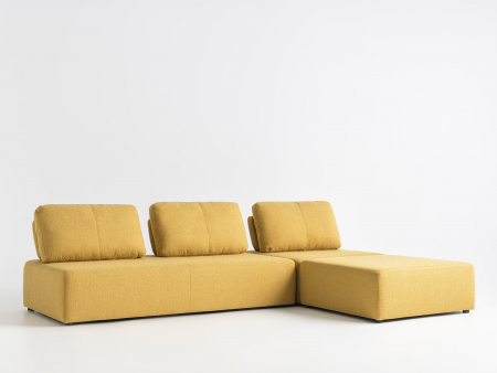 Coltar cu Sezlong Puff Modular Personalizabil 300x200cm Stil Contemporan Tapiterie Stofa sau Piele [2]