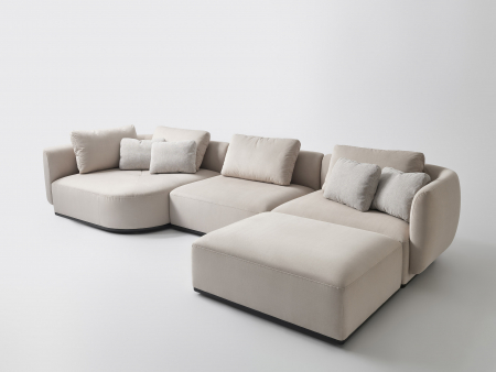Coltar cu Sezlong Smooth Modular Personalizabil 411x216cm Stil Contemporan Cadru Lemn Masiv Tapiterie Stofa sau Piele [2]