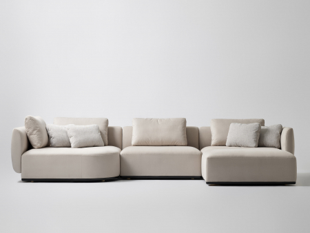 Canapele - Coltar cu Sezlong Smooth Modular Personalizabil 411x216cm Stil Contemporan Cadru Lemn Masiv Tapiterie Stofa sau Piele