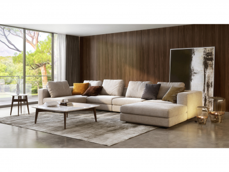 Coltar cu Sezlong Soho Modular Personalizabil 350x208cm Stil Contemporan Cadru Lemn Masiv Tapiterie Stofa sau Piele [1]