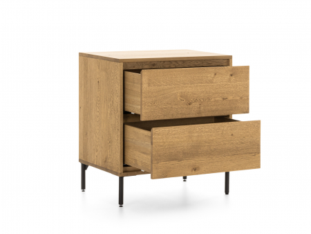 Comoda 2 sertare Atlas 70cm, modulara, lemn masiv de stejar, picioare metalice, feronerie cu amortizare, multiple finisaje disponibile, stil minimalist [1]