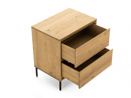 Comoda 2 sertare Atlas 70cm, modulara, lemn masiv de stejar, picioare metalice, feronerie cu amortizare, multiple finisaje disponibile, stil minimalist [9]