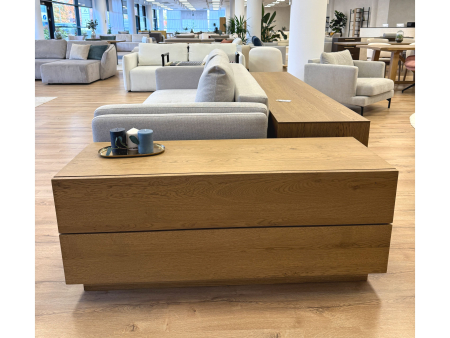 Comoda 2 sertare dormitor Flow 135cm, lemn masiv de stejar, finisaj Castle Oak, feronerie cu amortizare, stil minimalist [4]