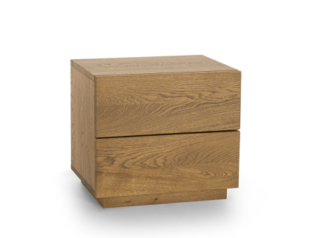 Noptiera 2 sertare Flow 50cm, lemn masiv de stejar, finisaj Castle Oak, feronerie cu amortizare, stil minimalist SALE [5]