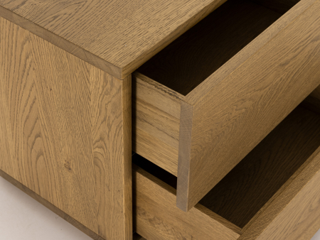 Noptiera 2 sertare Flow 50cm, lemn masiv de stejar, finisaj Castle Oak, feronerie cu amortizare, stil minimalist SALE [8]