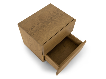 Noptiera 2 sertare Flow 50cm, lemn masiv de stejar, finisaj Castle Oak, feronerie cu amortizare, stil minimalist SALE [7]