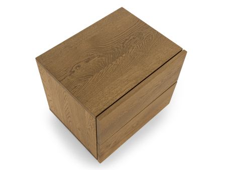 Noptiera 2 sertare Flow 50cm, lemn masiv de stejar, finisaj Castle Oak, feronerie cu amortizare, stil minimalist SALE [6]