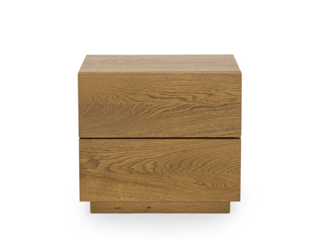 Noptiera 2 sertare Flow 50cm, lemn masiv de stejar, finisaj Castle Oak, feronerie cu amortizare, stil minimalist SALE [4]