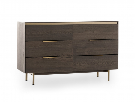 Comoda 6 sertare Linea 130cm, lemn de stejar, picioare metalice, feronerie cu amortizare, multiple finisaje disponibile, stil contemporan [5]