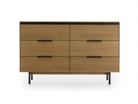 Comoda 6 sertare Linea 130cm, lemn de stejar, picioare metalice, feronerie cu amortizare, multiple finisaje disponibile, stil contemporan [13]