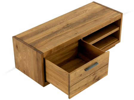 Comoda TV 1 sertar Cult 130cm, finisaj Old Canada, lemn masiv de stejar, feronerie cu amortizare, stil industrial [5]