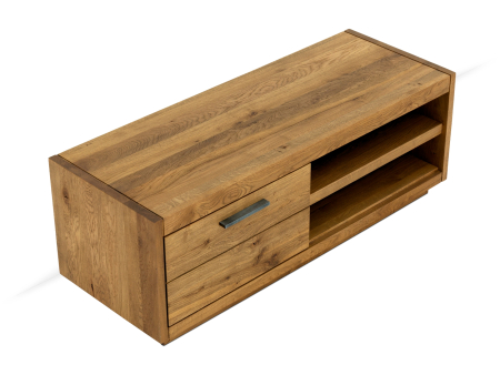 Comoda TV 1 sertar Cult 130cm, finisaj Old Canada, lemn masiv de stejar, feronerie cu amortizare, stil industrial [4]