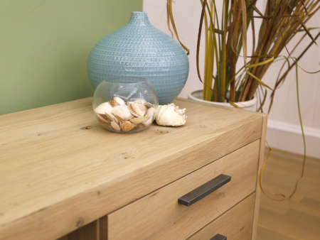 Comoda TV 1 sertar Cult 130cm, finisaj Old Canada, lemn masiv de stejar, feronerie cu amortizare, stil industrial [6]