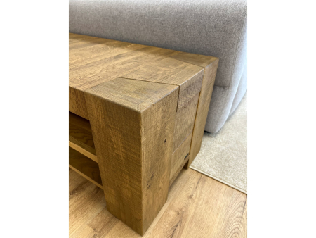 Comoda TV 1 sertar Dahab 130cm, lemn masiv, finisaj Castle Oak, feronerie cu amortizare, stil rustic [4]