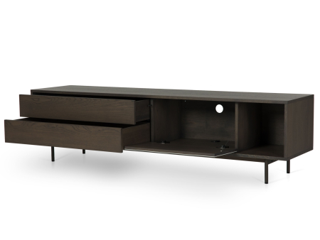 Comoda TV 1 usa 2 sertare Treviso 197cm, lemn de stejar, picioare metalice, feronerie cu amortizare, multiple finisaje disponibile, stil contemporan [5]