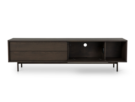 Comoda TV 1 usa 2 sertare Treviso 197cm, lemn de stejar, picioare metalice, feronerie cu amortizare, multiple finisaje disponibile, stil contemporan [1]