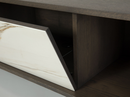 Comoda TV 1 usa 2 sertare Treviso 197cm, lemn de stejar, picioare metalice, feronerie cu amortizare, multiple finisaje disponibile, stil contemporan [15]