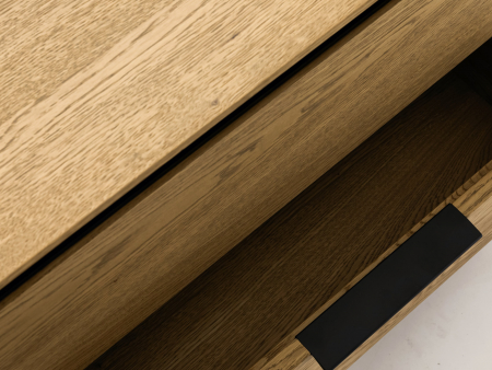 Comoda TV 3 usi 2 sertare Linea 228cm, lemn de stejar, picioare metalice, feronerie cu amortizare, multiple finisaje disponibile, stil contemporan [4]