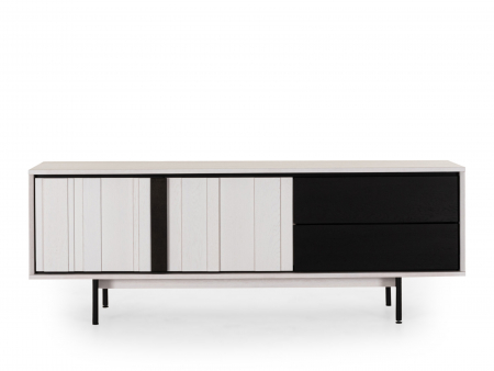Comoda TV 2 usi 2 sertare Raya 187cm, lemn de stejar, picioare metalice, feronerie cu amortizare, multiple finisaje disponibile, stil contemporan [9]