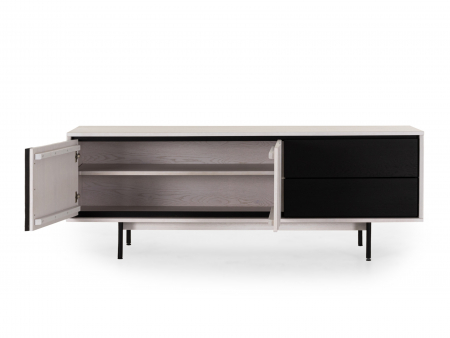 Comoda TV 2 usi 2 sertare Raya 187cm, lemn de stejar, picioare metalice, feronerie cu amortizare, multiple finisaje disponibile, stil contemporan [10]