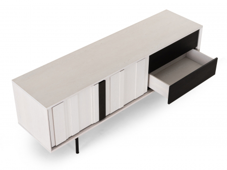Comoda TV 2 usi 2 sertare Raya 187cm, lemn de stejar, picioare metalice, feronerie cu amortizare, multiple finisaje disponibile, stil contemporan [7]