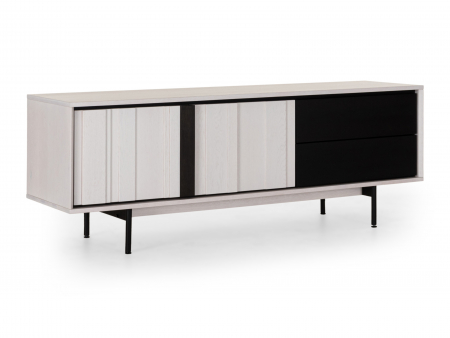 Comoda TV 2 usi 2 sertare Raya 187cm, lemn de stejar, picioare metalice, feronerie cu amortizare, multiple finisaje disponibile, stil contemporan [2]