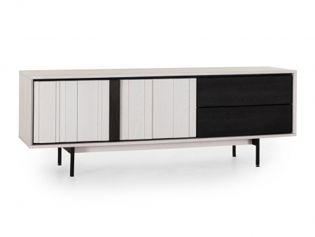 Comoda TV 2 usi 2 sertare Raya 187cm, lemn de stejar, picioare metalice, feronerie cu amortizare, multiple finisaje disponibile, stil contemporan [12]