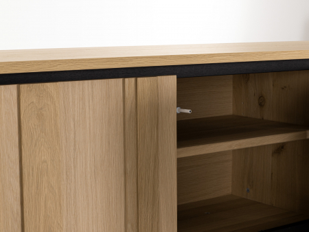Comoda TV 3 usi 2 sertare Raya 242cm, lemn de stejar, picioare metalice, feronerie cu amortizare, multiple finisaje disponibile, stil contemporan [13]