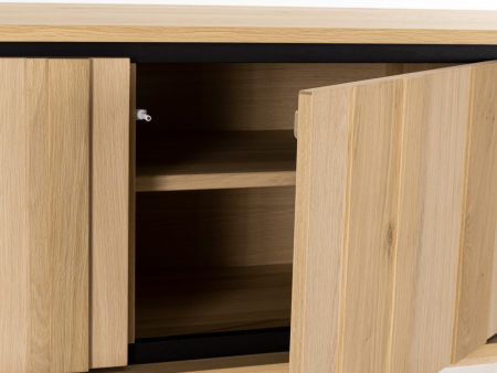 Comoda TV 3 usi 2 sertare Raya 242cm, lemn de stejar, picioare metalice, feronerie cu amortizare, multiple finisaje disponibile, stil contemporan [6]