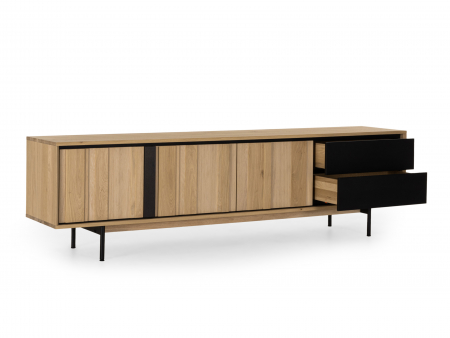 Comoda TV 3 usi 2 sertare Raya 242cm, lemn de stejar, picioare metalice, feronerie cu amortizare, multiple finisaje disponibile, stil contemporan [11]