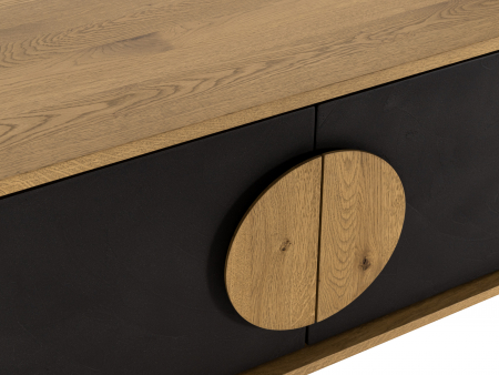 Comoda TV 2 usi 2 sertare Veneto 187cm, lemn de stejar si microciment, picioare metalice, feronerie cu amortizare, multiple finisaje disponibile, stil contemporan [3]