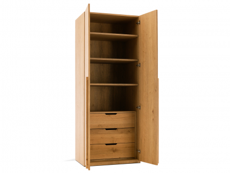 Dressing modular Rigo A 90cm, dotat cu sertare, polite si bara de haine, lemn de stejar, feronerie cu amortizare, multiple finisaje disponibile, stil contemporan [4]