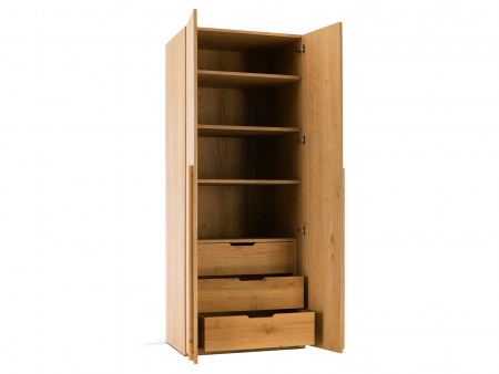 Dressing modular Rigo A 90cm, dotat cu sertare, polite si bara de haine, lemn de stejar, feronerie cu amortizare, multiple finisaje disponibile, stil contemporan [5]
