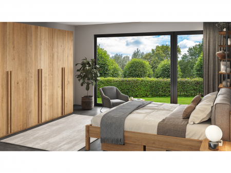 Dressing modular Rigo B 90cm, dotat cu polite si bara de haine, lemn de stejar, feronerie cu amortizare, multiple finisaje disponibile, stil contemporan [11]