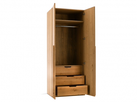 Dressing modular Rigo C 90cm, dotat cu sertare, polita si bara de haine, lemn de stejar, feronerie cu amortizare, multiple finisaje disponibile, stil contemporan [10]