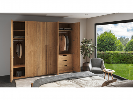 Dressing modular Rigo C 90cm, dotat cu sertare, polita si bara de haine, lemn de stejar, feronerie cu amortizare, multiple finisaje disponibile, stil contemporan [3]