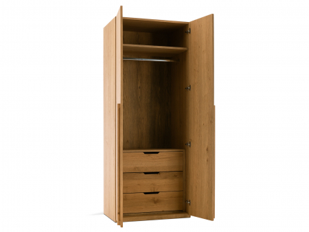 Dressing modular Rigo C 90cm, dotat cu sertare, polita si bara de haine, lemn de stejar, feronerie cu amortizare, multiple finisaje disponibile, stil contemporan [9]
