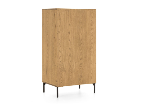 Dulap 1 usa 1 sertar Atlas 70cm, modular, lemn masiv de stejar, finisaj Castle Oak, picioare metalice, feronerie cu amortizare, usa deschidere stanga, stil minimalist [6]