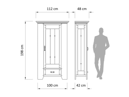 Dulap 3 usi 1 sertar Hunters 112cm, lemn masiv, finisaj Castle Oak, stil rustic [2]