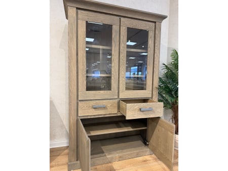 Vitrina 4 usi 2 sertare Zurich 131cm, stejar, finisaj mat, stil rustic [2]