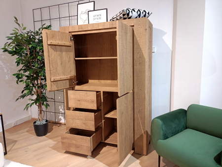 Dulap 3 usi 3 sertare Dahab 130cm, lemn masiv, finisaj Castle Oak, feronerie cu amortizare, stil rustic [9]