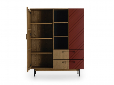 Dulap 2 usi 2 sertare Galla 120cm, personalizabil, lemn de stejar, culori contrastante, ceramica, picioare metalice, feronerie cu amortizare, stil contemporan [4]