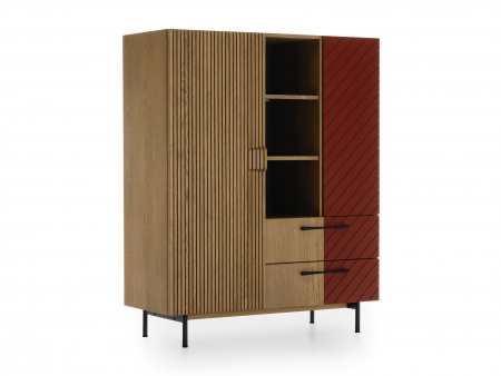 Dulap 2 usi 2 sertare Galla 120cm, personalizabil, lemn de stejar, culori contrastante, ceramica, picioare metalice, feronerie cu amortizare, stil contemporan [9]