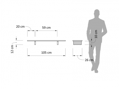 Etajera de birou Atlas 105cm, lemn masiv de stejar, cu picioruse reglabile, multiple finisaje disponibile, stil minimalist [2]