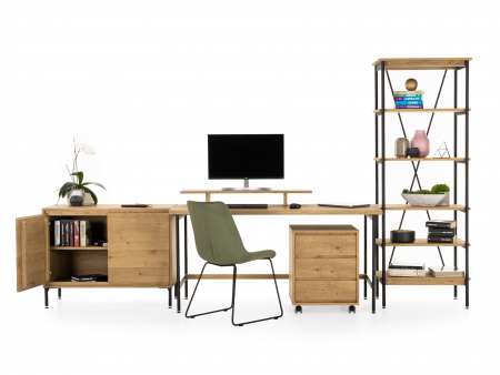 Etajera de birou Atlas 105cm, lemn masiv de stejar, cu picioruse reglabile, multiple finisaje disponibile, stil minimalist [9]